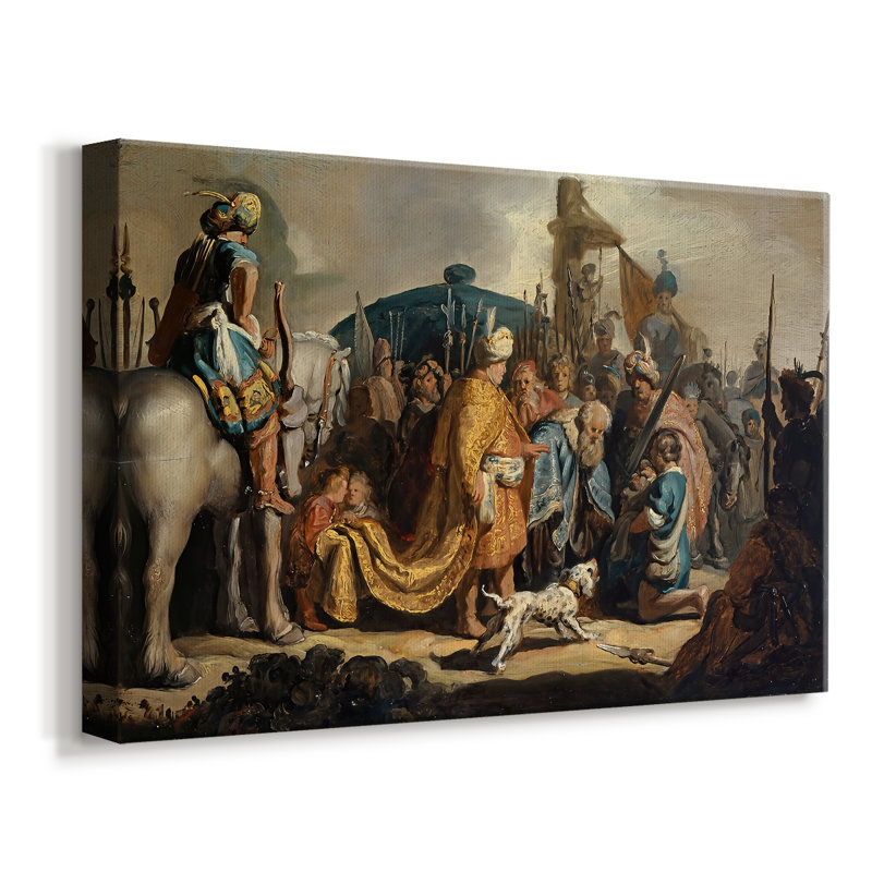 «The Baptism of the Eunuch» - Rembrandt van Rijn - Toile tendue avec châssis-1626, 12 x 18