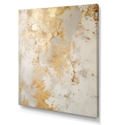 Fizzs Beige And Gold Fantasy - Abstract Wall Art Living Room