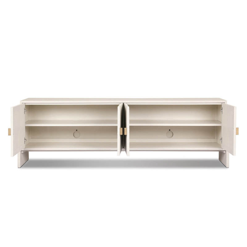 Cressida Media Console-Ivory Painted Linen, Ivory Painted Linen