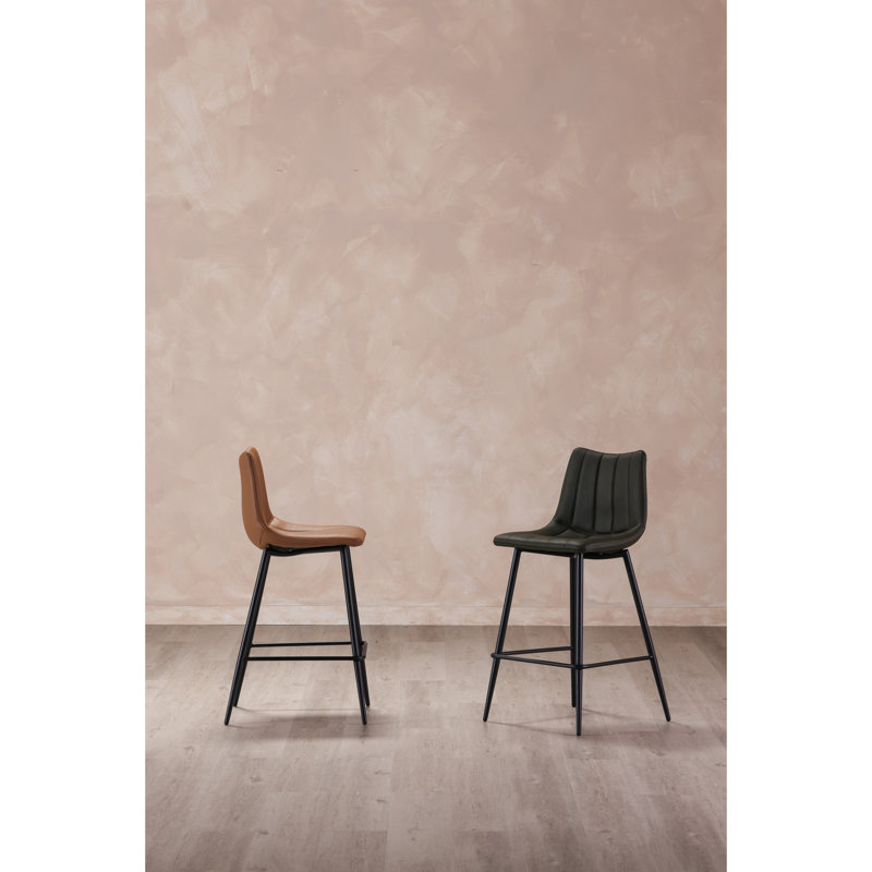 Finnigan Counter & Bar Stool, Counter Stool (26" Seat Height), Light Brown/Faux Leather