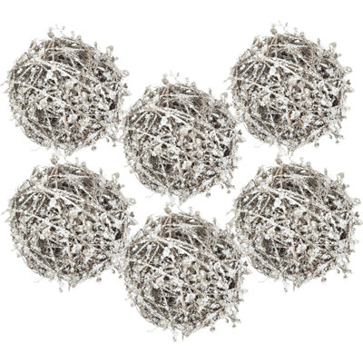 D4.5 "feuille glacée / boule de brindilles, boules suspendues décoratives pour décoration de fêtes, ensemble de 4