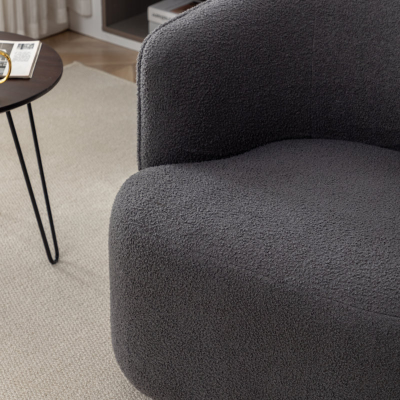 Fauteuil demi-tonneau pivotant Jalena, Polyester gris foncé