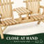 Banc Adirondack double classique à lattes avec table partagée, idéal pour des réunions confortables sur la véranda et dans le jardin.-590269490