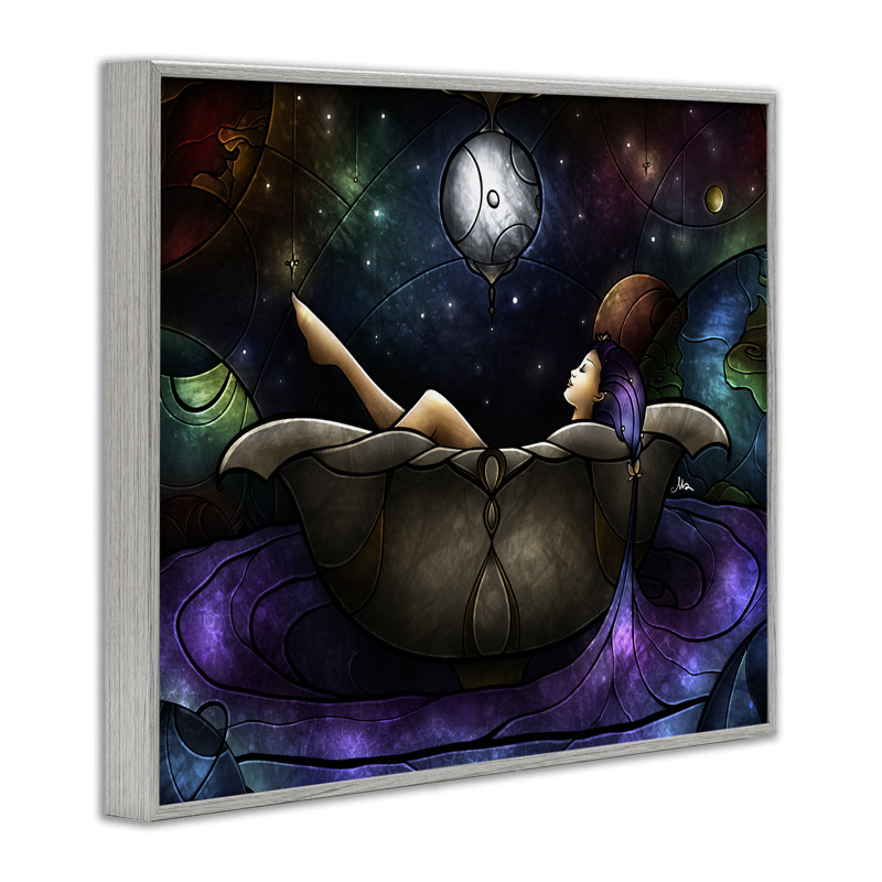 Bathing Under Moonlight Framed Giclee, design by Mandie Manzano, 11" H x 14" W, Farmhouse Gray Framed Giclee
