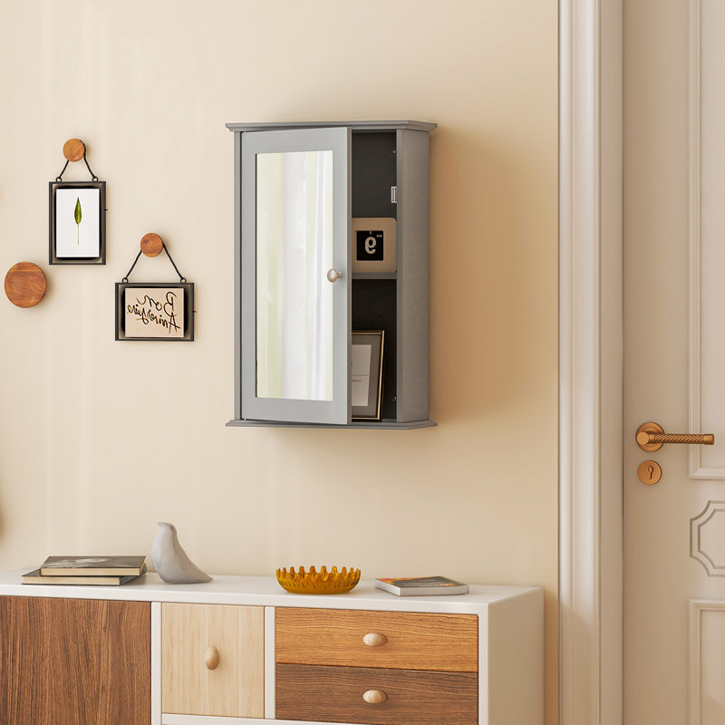 Alphonia 34mm W 53mm H Surface Framed Medicine Cabinet Mirror 1 Fixed