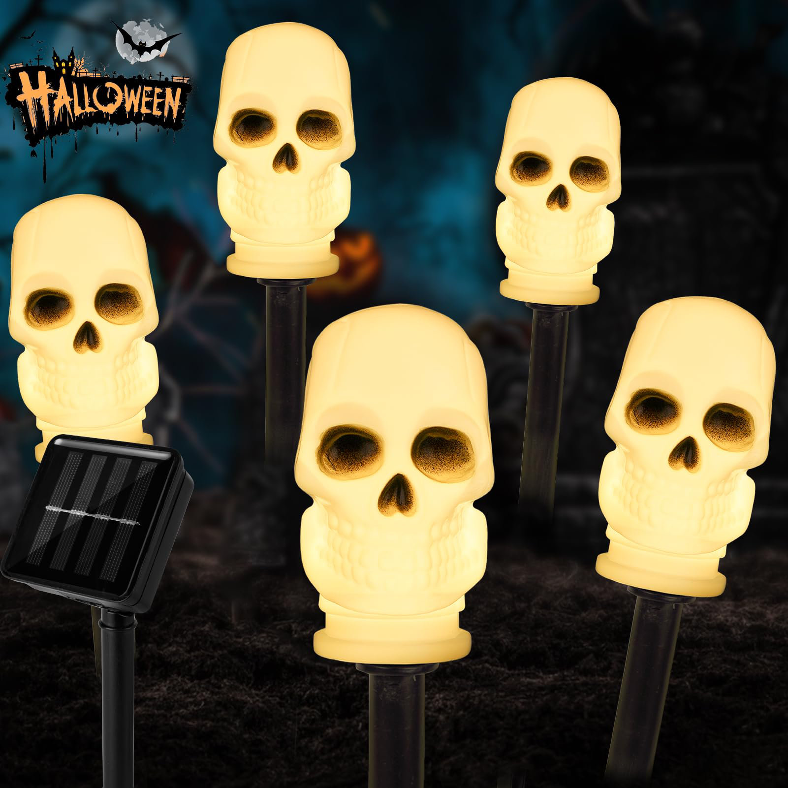 The Holiday Aisle® Solar Halloween Ghost Pathway Lights Decorations