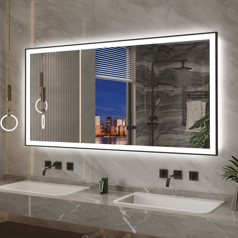 Dokes Black Framed  LED  Bathroom Vanity Mirror passed ETL, 28" x 36"