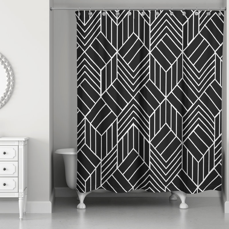 Geometric Shower Curtain, Black