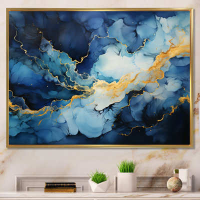 " Blue And Gold Abstract Hurricane "