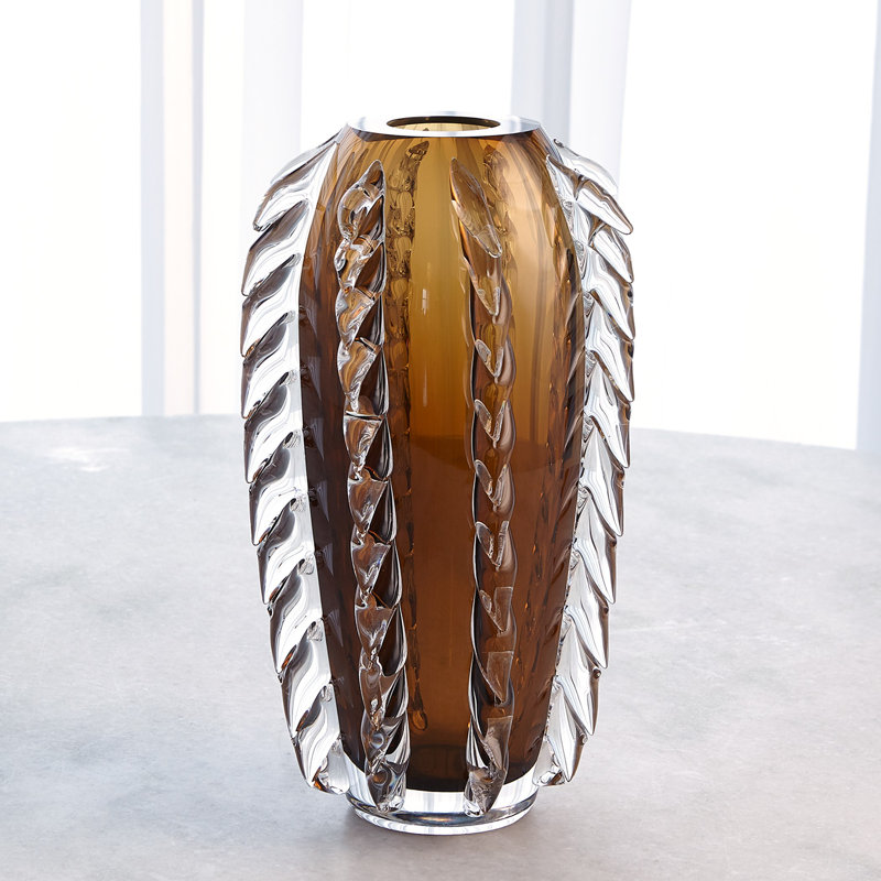 Fringe Vase, Brown, 13.5" H x 8.25" W x 8.25" D
