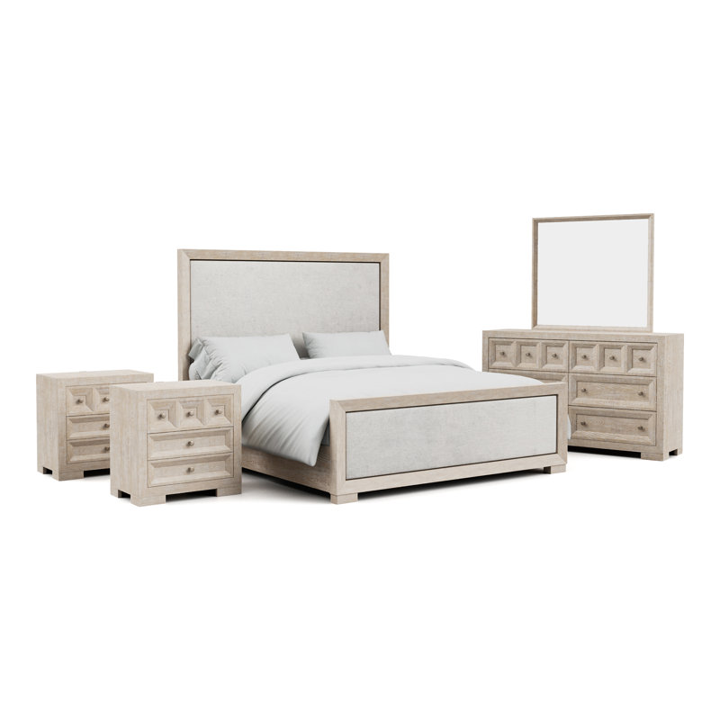 Ensemble de chambre à coucher 5 pièces Schell, Beige, Très grand lit