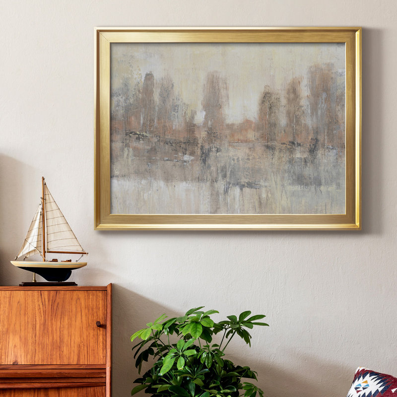 Land Parcel II - peinture sur toile encadrée, H 26,5 po x l 36,5 po x P 1 po, Cadre doré