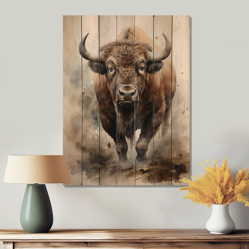 Buffalo majestueux bison sur bois, H 32 po x l 24 po x P 0,78 po