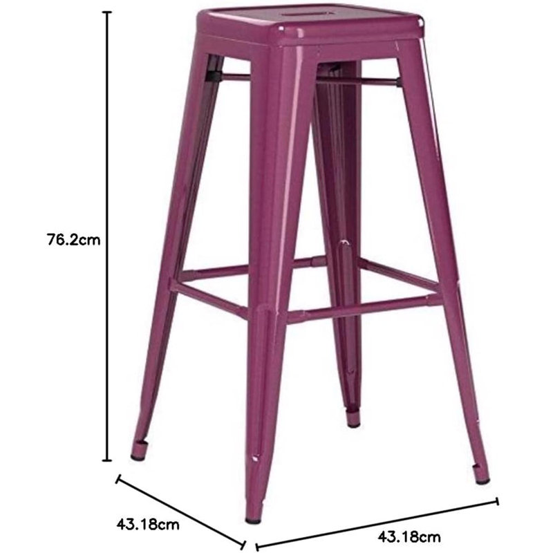 Anastassios Industrial Style Stool - Modern Metal Galvanised Steel, Counter Stool (60.96cm Seat Height), Purple