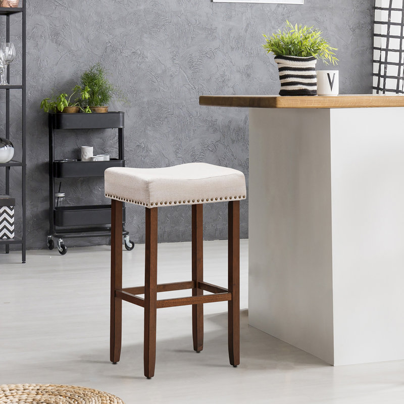 Tabouret de bar et de comptoir Hannam, Beige, Tabouret de bar (siège d'une hauteur de 29 po), Brun