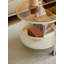 Table basse mobile ovale en verre et métal avec rangement (table basse uniquement, sans chaises)