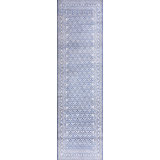Crisp Blue and White Color Antique Floral Trellis Pattern Cotton Agra Runner