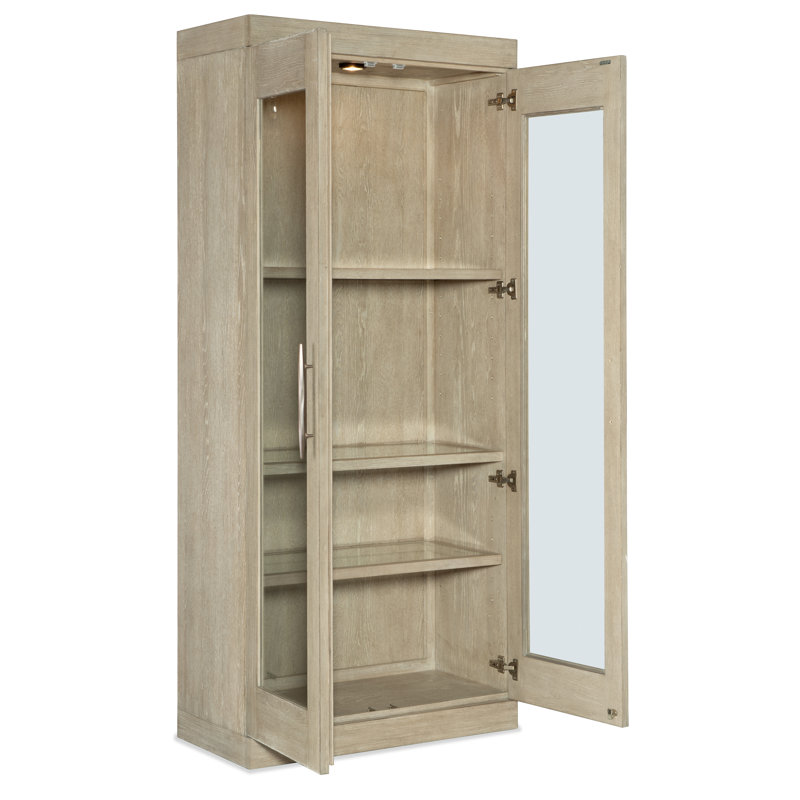 Cascade Taupe Oak Display Cabinet with Adjustable Glass Shelves