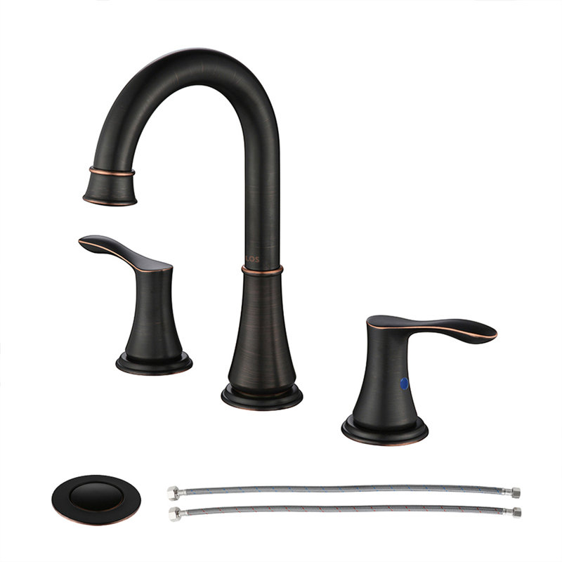 Widespread 2- Handle Bathroom Faucet with Metal Pop Up Drain, Oil Rubbed Bronze