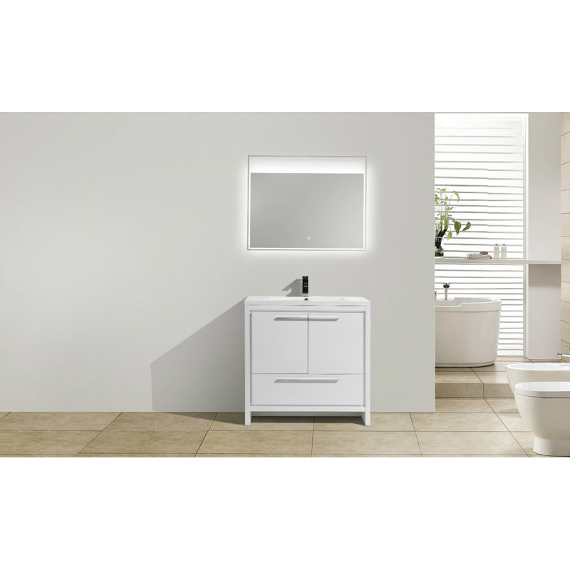 Ensemble de meuble-lavabo simple 36 po Berroa, Blanc très luisant