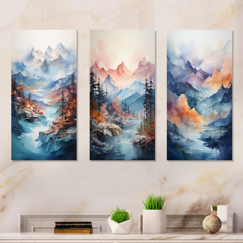 Blue Majestic Bold Mountain, H 28 po x l 36 po, Toile tendue