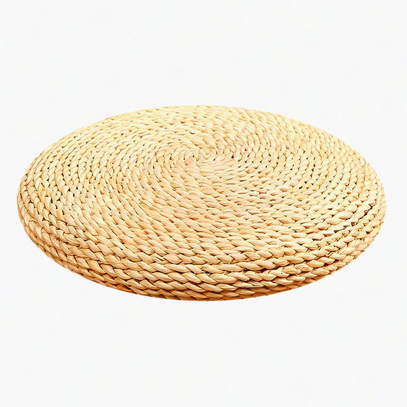 Straw Woven Round Tatami Floor Cushion - Meditation Seat Pillow & Mat for Home Temple - Padded Sitting Furniture - Diameter