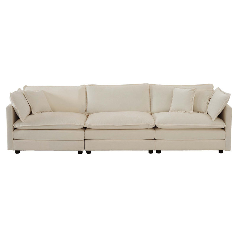 4 Seater Free Combination Modular Sofa Couch, Beige, 33'' H x 111.5'' W x 35'' D