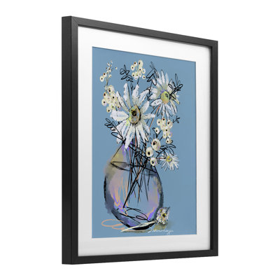 Snow Berries And Daisies Framed Print Under Glass, design by Susan Lugar