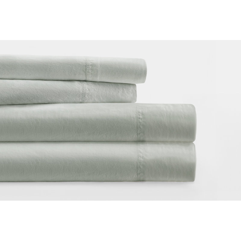 California King Green Mist Cotton Sheet Set with Pillowcases