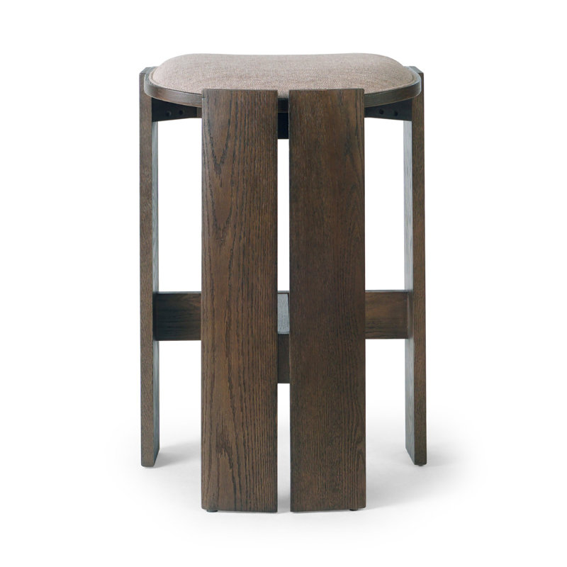 Hoven Backless Drifted Oak Bar Stool, Bar Stool (30.55" Seat Height)
