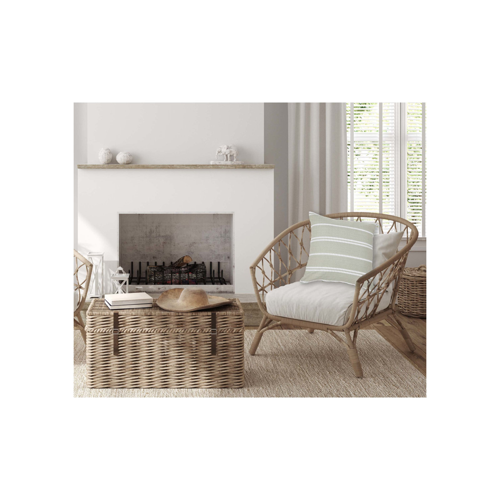 Hudie Striped Cotton Throw Pillow, Gray/White, Synthetic Down Alternative