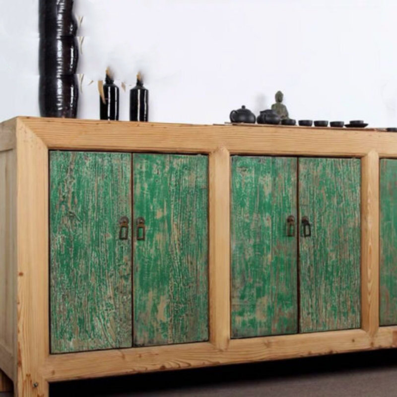 Buffet classique de style rétro, Vert / bois robuste