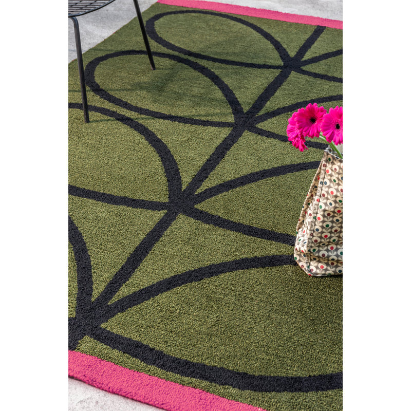 Linear Stem Hand Tufted Floral Area Rug, Rectangle 6'6" x 9'2"