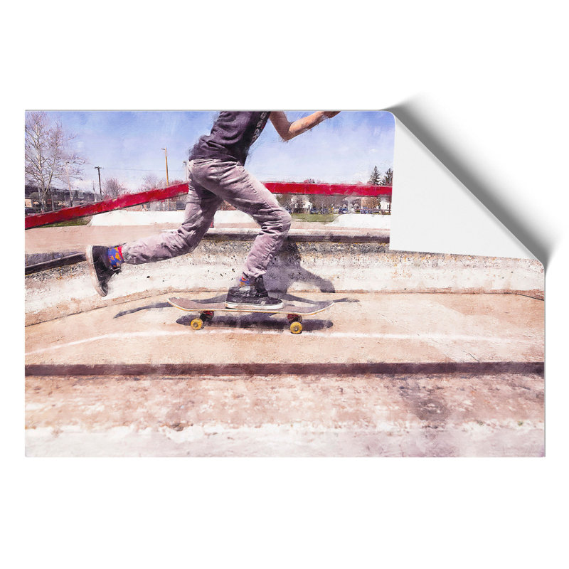 Skateboarding Painting - Frameless Print, 21cm H x 30cm W x 0.1cm D