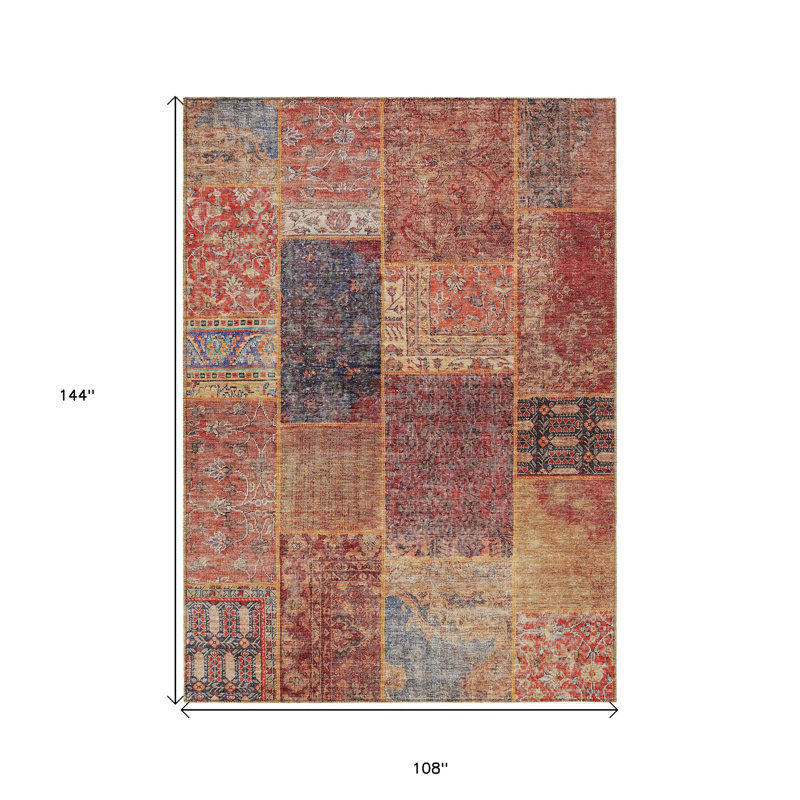 Tapis intérieur / extérieur lavable 9 pi x 12 pi rouge orange et bleu
