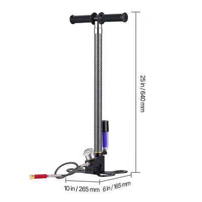 PCP Hand Pump, 3.5 Stage, High Pressure Air Rifle Filling Stirrup Pump, 31.03 MPa 4500 PSI, with Oil-Moisture Filter, Pressure Gauge, Stainless Steel Body, for Airguns Paintball Tire Filling
