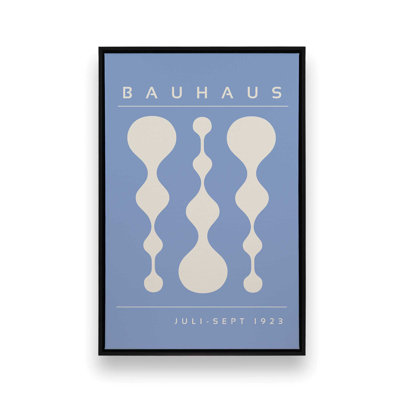 «Blue Retro Bauhaus», affiche sur toile encadrée