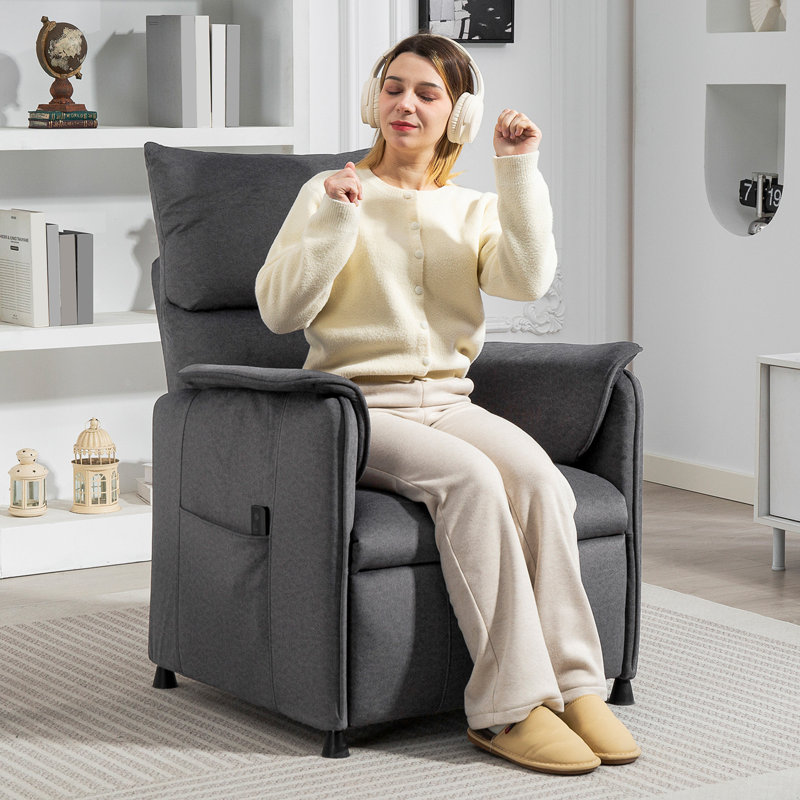 80cm Wide Velvet Standard Recliner, Black