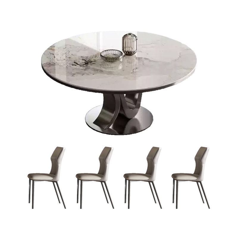 Round dining table with rock slabs, 29.52"H x 53.14"L x 53.14"W