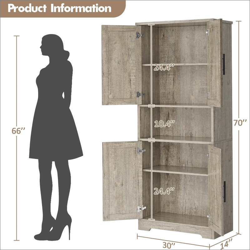 177.8cm Kitchen Pantry, Grey