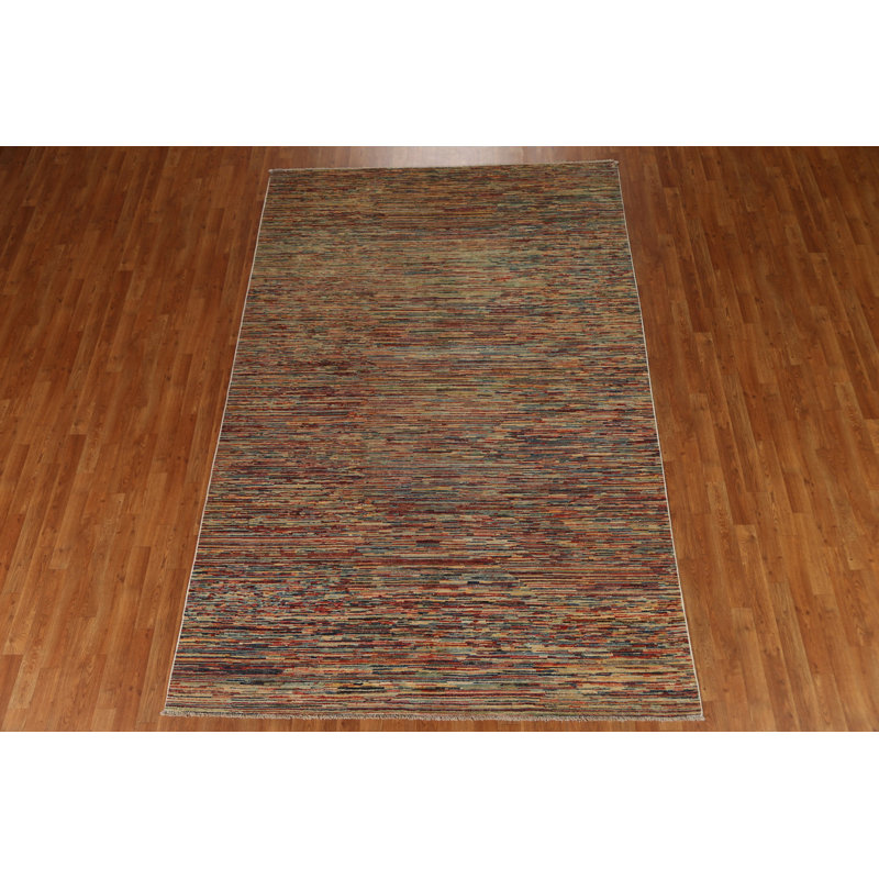 Tapis unique en laine noué à la main 6 pi 5 po x 9 pi 8 po nouvel âge Gabbeh