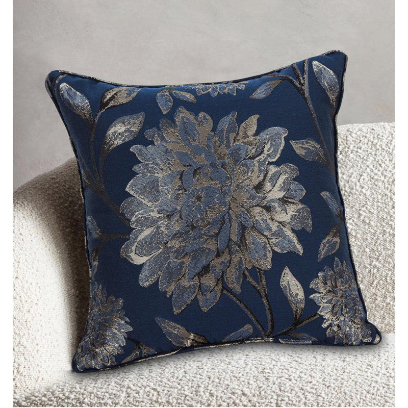 Christoval Floral Square Cushion, Navy