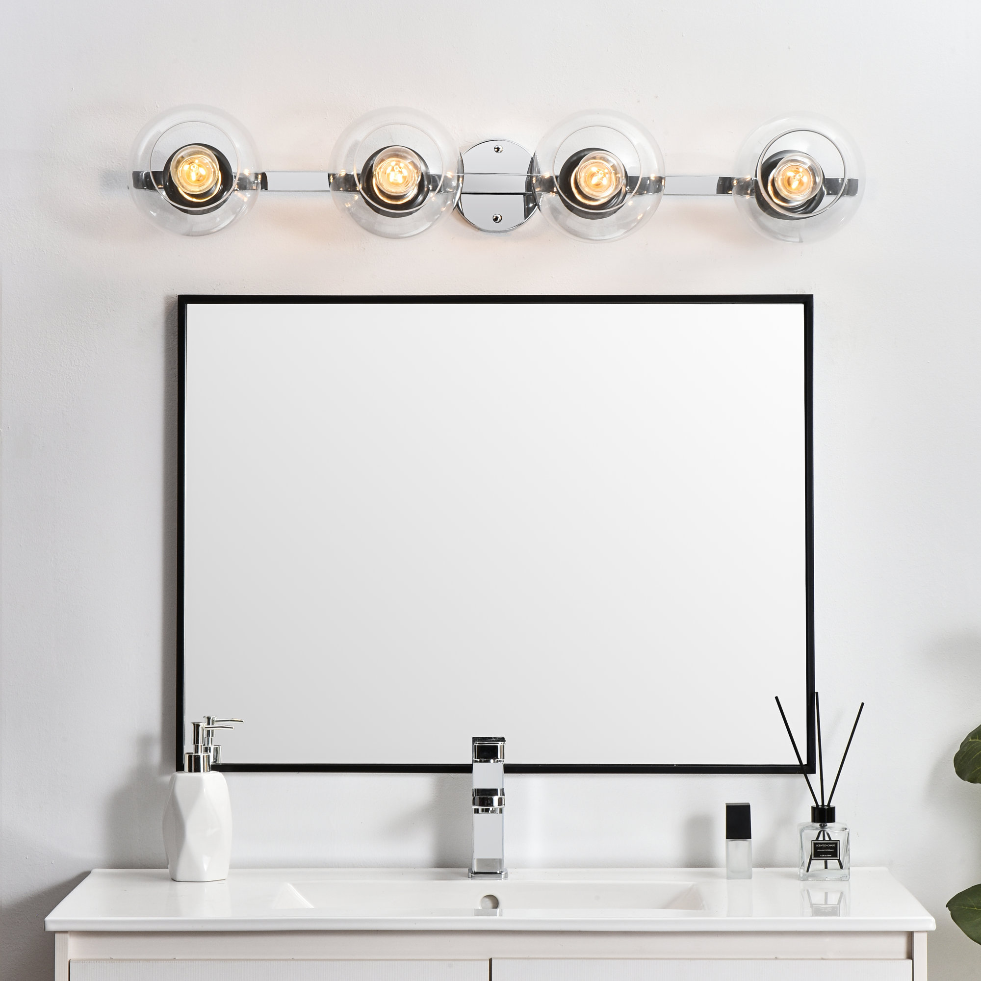 Nathalie 2 Light Glass Dimmable Armed Sconce, Chrome, 4 Lights, 7" H x 37" W x 37" D