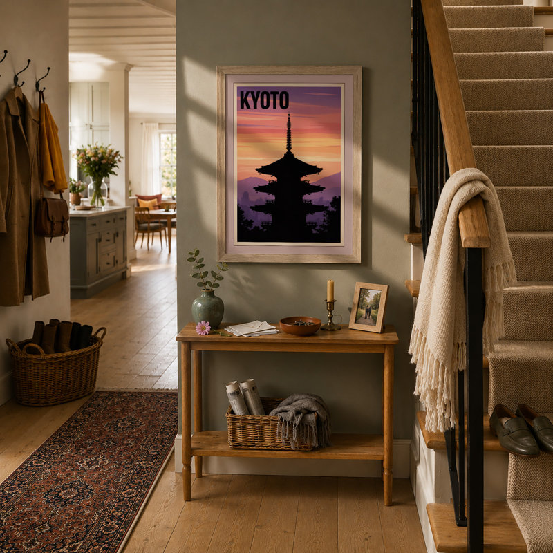 Kyoto Pagoda At Sunset Vintage - Print, Oak, A3 - 42.0 x 29.7 cm