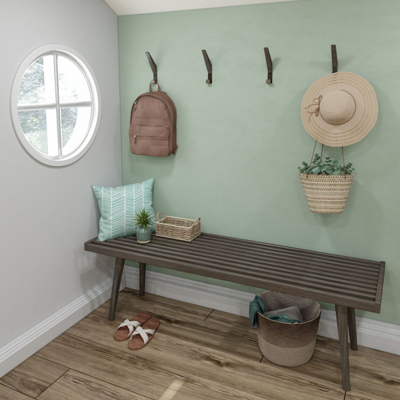 Levitus Wood Bench, Clay, 17.5" H x 56.25" W x 16.5" D