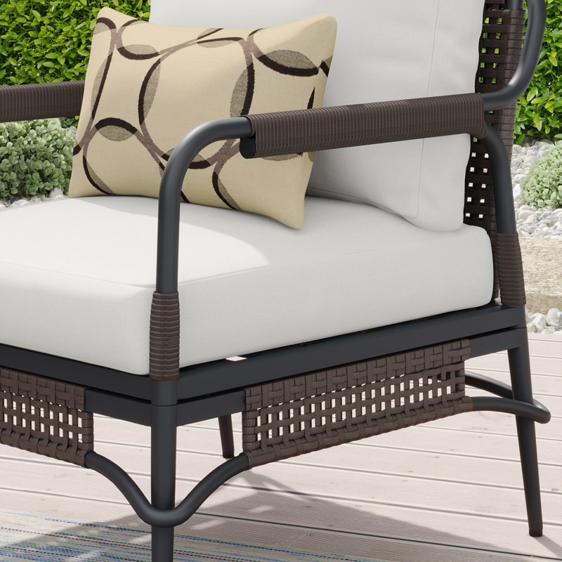 Ensemble de conversation d'extérieur 2 personnes avec coussins Hope, Structure gris foncé / coussin en polyester beige