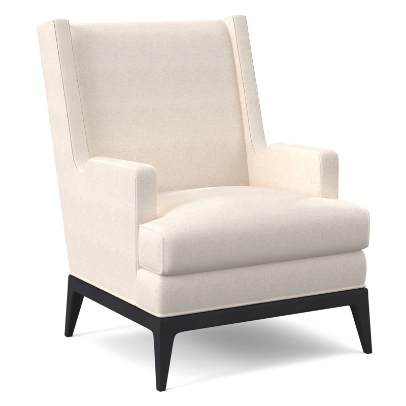 Cooper Upholstered Wingback Chair, Venice Ivory, Vintage Ebony