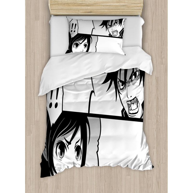 Sedalia Black/White/Grey Microfibre 350 TC Duvet Cover Set, Single Duvet Cover + 1 Standard Pillowcase