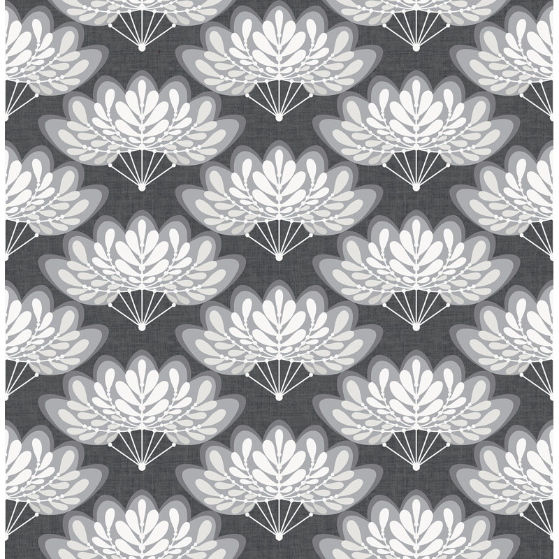 Creline Fans 10.06m x 52.07cm Semi-Gloss Paste the Wall Wallpaper Roll, Charcoal