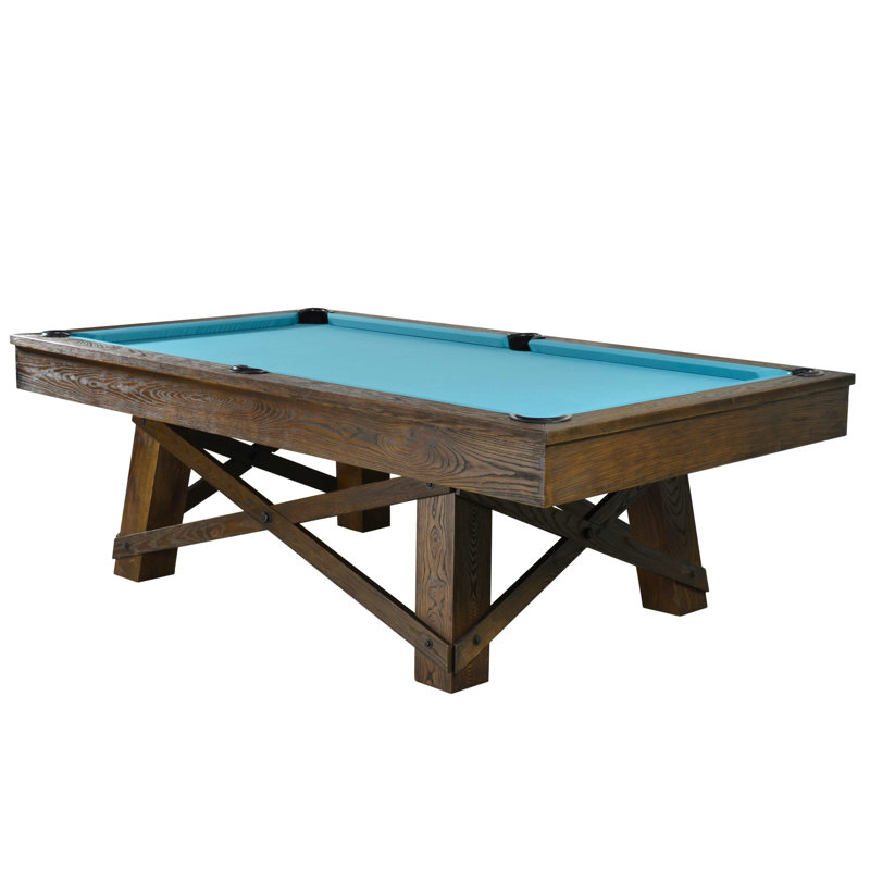 8ft Sage Brown Ash Wood Slate Top Pool Table with Genuine Leather Pockets